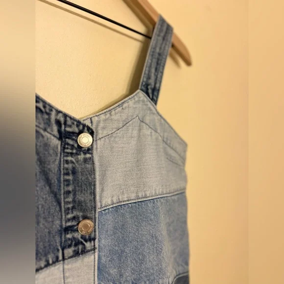 Gap Dress - Women's XS Extra Small Denim Blue Jean - Patchwork Sundress Mini - Picture 5 of 10